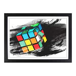 Big Box Art Rubik Cube V2 Framed Wall Art Picture Print Ready to Hang, Black A2 (62 x 45 cm)