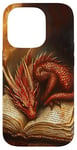 iPhone 14 Pro Aesthetic Gothic Red Dragon Reading Book Painting Bookish Case