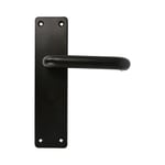 Amig - Lot de deux poignées de porte avec plaque | Poignée de porte pour portes intérieures ou extérieures | Sans trou de serrure | Aluminium | Couleur noire | 139 x Ø19 mm | Dimensions : 222x55x10mm