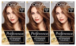 3x L'Oreal Preference Havana 6.35 Light Amber Permanent Hair Colour Dye