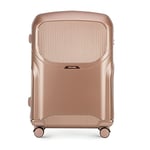 WITTCHEN Lady 2 Stylish Large Suitcase Travel Luggage Hard-Wearing Polycarbonate Trolley 4 Double Wheels TSA Combination Lock 4,6 kg 101 L Size L Muted Pink Elements in Rose Gold