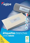 Agipa Lot de 3 Boites 1500 étiquettes 70x50,8 mm (15 sur 100F A4) Multi-usage Coins Droit Permanent Blanc