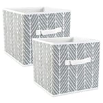 DII pliable Tissu Boîtes de rangement pour Crèches, les bureaux, les placards, décoration intérieure, Cube organiseurs et besoins de stockage de tous les jours, (L – 27,9 x 27,9 x 27,9 cm) à chevrons Menthe – Lot de 2, gris, Taille L