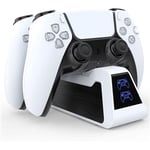 Chargeur de Manette PS5 Frusde Station Double avec LED Pour Playstation 5(Pas de Console)-Blanc