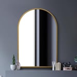 MirrorOutlet Grand Miroir Mural Moderne en métal doré arqué : 120 x 80 cm – Convient pour Chambre à Coucher, Salon, Dressing et espaces de Vie.