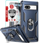 Handyhülle Für Google Pixel 7a Hülle Ständer Mit Schutzfolie, 360 Grad Stoßfest Tough Armor Schutzhülle Outdoor Case Handy Hüllen Cover Hard Case Pixel7a Blau