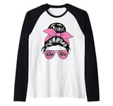 Womens Monster Trucks Arena Smashers Jam Youth Hot Messy Bun Raglan Baseball Tee