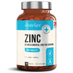 Zinc Tablets - 365 tablets - 25mg Zinc Gluconate - UK Made