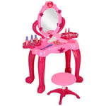 AIYAPLAY Coiffeuse pour Enfants de 3 à 6 Ans Ensemble Coiffeuse et Tabouret avec Miroir 15 PCS, Table de Maquillage avec lumière, Musique, sèche-Cheveux, Rose