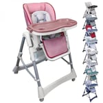 Chaise haute bébé pliable réglable hauteur dossier tablette - Ptit - Rosa - Monsieur Bébé