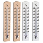 TFA Dostmann Set thermomètre Analogique en Bois, hêtre, 95.1031, pour mesurer la température intérieure, économiser de l'énergie, Brun