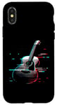 Coque pour iPhone X/XS Glitch Guitare acoustique – Amateur de musique de guitare vintage