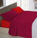 Italian Bed Linen CL-NC-rosso/bordeaux-1PM Natural Color ensemble de draps de lit, Rouge/bordeaux, Small double, 100 % Coton