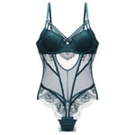 Sexig body i ett stycke Dam Spets Underkläder Strappy Cup Push Up Blommig Vadderad Bygel 3 Färger Sexiga Underkläder Dam Shapewear Dark Green Type 75