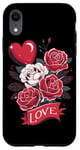 Coque pour iPhone XR Love Heart And Roses Présentoir floral romantique