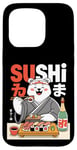 Coque pour iPhone 15 Pro Ours polaire blanc mangeant des sushis mangeant des sushis Kawaii Anime