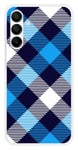 Coque en silicone imprimée compatible Samsung Galaxy A15 Tartan Bleu