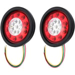 Feu Arrière Remorque, Feux Stop Arrières, Freinage, Lampe, Sphérique, Jaune et Rouge, Plastique Noir, Camion, Remorque, 19 led, 10-30V(Lot de 2),de