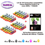 20 cartouches compatibles Canon PGI570 CLI571 XL pour Canon Pixma MG5700 MG5750 MG5751 MG5752 MG5753 -20f A6 brillantes -T3AZUR