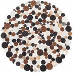 Tapis Rond 140 cm de Diamètre en Peau de Vache Beige Marron Fait à la Main Sorgun