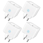 Prise Connectée Alexa Wifi (Fr) 16A Suivi De Consommation Électrique Type E Prise Intelligente Compatible Avec Google Home, Smart Life App, Minuterie, 4Pcs[MUL211182]