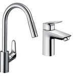 hansgrohe Focus M41 Mitigeur de cuisine 240, avec douchette extractible 2 jets, chromé, 31815000 & Hansgrohe