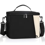 Oamwrae 8.6L Sac Isotherme Repas, Sac Glaciere Repas Antifuite, Sac Lunch Box Avec Bandoulière Réglable, Grande Ouverture Lunch Bag pour Travail, Pique-Nique, École (Noir)