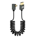 RIIEYOCA 8K Micro HDMI to HDMI Short Coiled Cable, 90 Degree Right Angle 48Gbps High Speed HDMI2.1 Support HDR, 8K@60Hz, 4K@120Hz, Compatible with Camcorders, Monitors (Right)