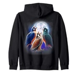 3 Falcon Howling At The Moon Funny Hawk Bird Lover Birder Zip Hoodie