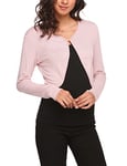 Hotouch Ladies Bolero Festive Short Cardigan Shoulder Jacket Long Sleeve Elegant Open Front Jacket Bolero Pink S