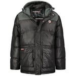 Geographical Norway Cisar Men Parka Longue Chaude Homme Automne Hiver - Manteau Impermeable Deperlant - Veste Capuche Fourrure Outdoor - Blouson Coupe Vent - Hommes (Noir L)