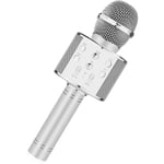 Mobil o Teknik Karaoke Mikrofon Med Högtalare Och Bluetooth Silver