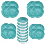 Bali Brights Aqua Turquoise - Melamine 24 Piece Outdoor Dinnerware - Set for 8