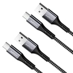 USB C Cable 3A Fast Charge Cable,2PACK 2M+1M Type C Charger Fast Charging,USB C Charger cable fast charging for Samsung Galaxy S10 S9,Huawei P30, P20, Google Pixel, Sony Xperia XZl