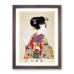 Toyohara Chikanobu True Beauty Asian Japanese Framed Wall Art Print, Ready to Hang Picture for Living Room Bedroom Home Office Décor, Walnut A3 (34 x 46 cm)