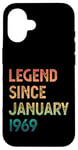 Coque pour iPhone 16 56e anniversaire homme femme légende depuis janvier 1969