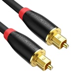 Cable Optique Audio Numérique Cordon Fibre Optique Toslink Digital 24K Platinum