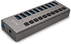 i-tec Hub USB Alimenté, Hub USB 3.0 à 10 Ports Dédiés à la Charge avec Interrupteurs Marche/Arrêt - Concentrateur USB 3.0 avec Alimentation Externe 48W