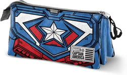 Marvel Captain America Tekk Costume-FAN Triple Pencil Case 2.0, Blue