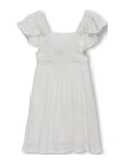 Kmgeva S/L Back Cut Out Dress Wvn White Kids Only