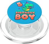 Birthday Boy 5 Year Old, Dinosaur with guitar PopSockets PopGrip for MagSafe