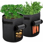 Lot de 2 Sac Plantation Pomme de Terre 7 Gallons Noir Sac de Culture de Légumes en Non Tissé