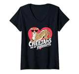 Womens Cheetahs Are My Valentine Cute Cheetah Valentines Day V-Neck T-Shirt