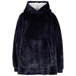 Trespass Oversized Blanket Hoodie with Sherpa Fleece Inner, Giant Adult Blanket Fleece Throw Sweatshirt for Men Women Unisex, Packs into Drawstring Bag Cosiness Navy