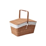 Rattan Picnic Basket With Leather And Liner, Natural