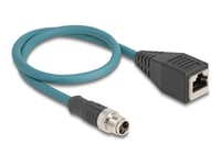 Delock - Nätverksadapterkabel - 8 Pin M12-X (Hane) Till Rj-45 (Hona) - 50 Cm - 6.2 Mm - S/Ftp - Cat 6A - Svart