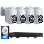 CAMCAMP 5MP Caméra de Surveillance Extérieure, Kit Vidéo Surveillance avec 8CH 3To NVR et 4 Caméras IP PoE Filaire 5MP, Suivi Auto, Audio Bidirectionnel, Vision Nocturne Colorée, Étanche IP66