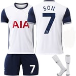 2425 Tottenham Hotspur Hemtröja Kortärmad Fotbollströja - Set - Nr 7 Son Heung-min 17 Romero Nr 7 + Strumpor 22(120-130cm)