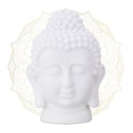 Relaxdays tête de Bouddha, Statuette en Plastique, HxlxP: 17x12x10 cm, déco Feng Shui, pour Salon, Salle de Bains, Blanc