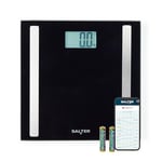 Salter Smart Scale – Personal Body Weight Scale, 180kg Capacity, 17 Body Metrics, Health App, Body Fat/Water, Muscle/Bone Mass, BMI and BMR, 8 User Memory, Backlit Display, Black, SA00656FEU6